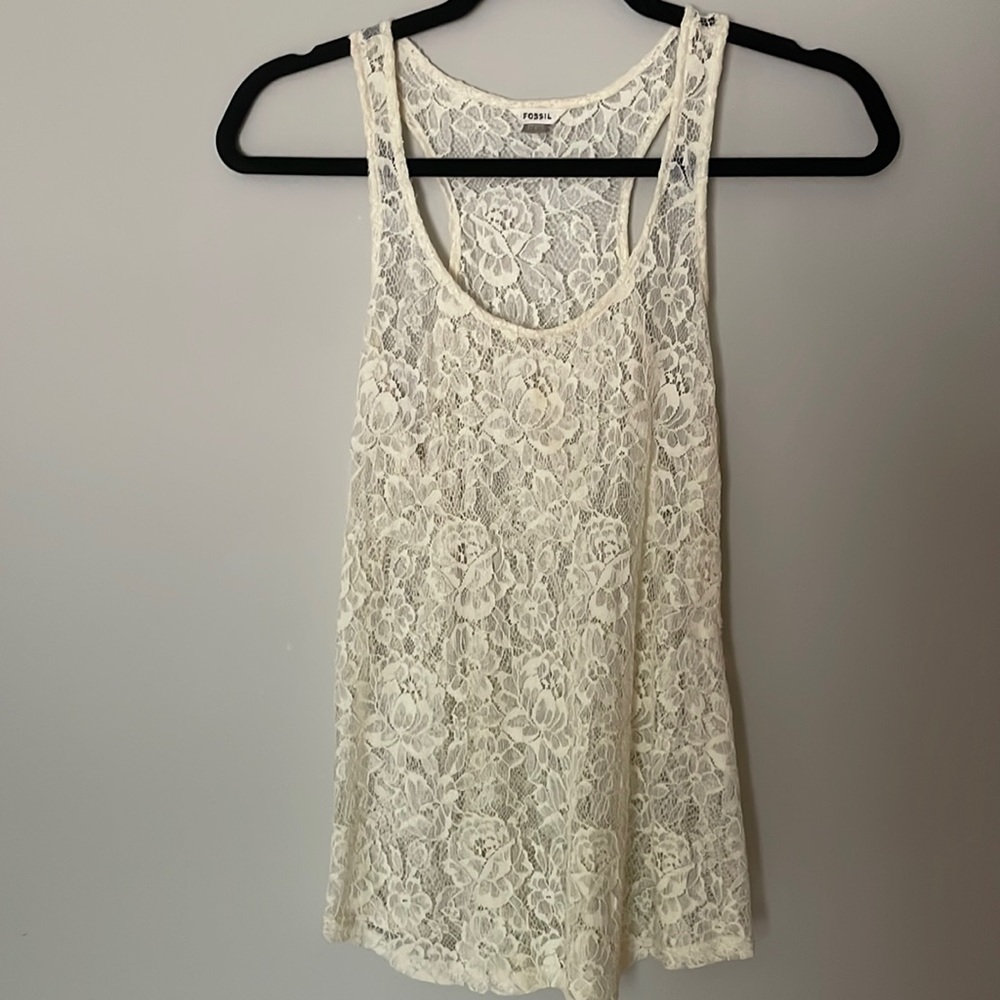 Lace/Sheer Tank Top Size S